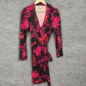 Diane Von Furstenberg Black and Pink Floral Mini Dress
